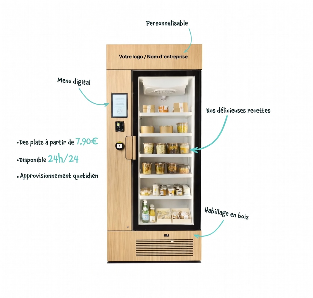 Intérieur du frigo connecté entreprise FoodGoo - Repas équilibrés et de saison Côte d'Azur